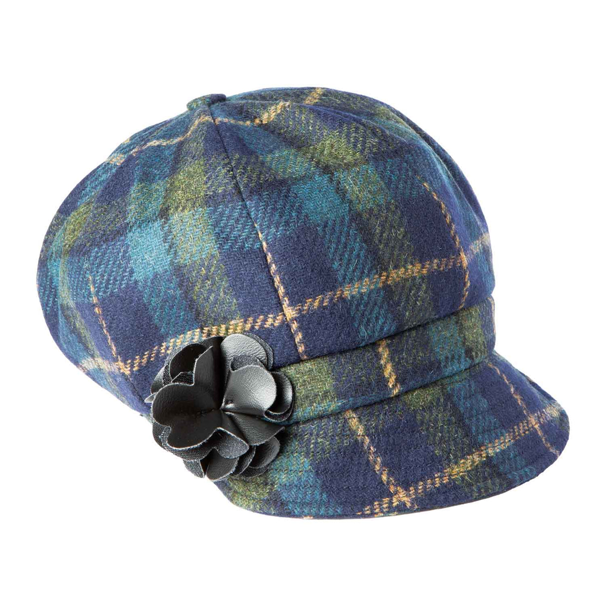 Women's Blue Plaid Newsboy Hat