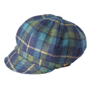 Women's Blue Plaid Newsboy Hat