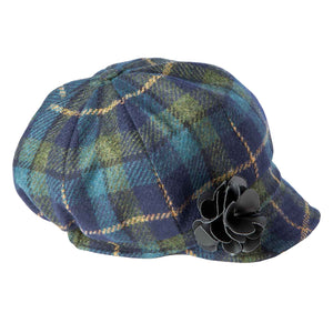 Women's Blue Plaid Newsboy Hat