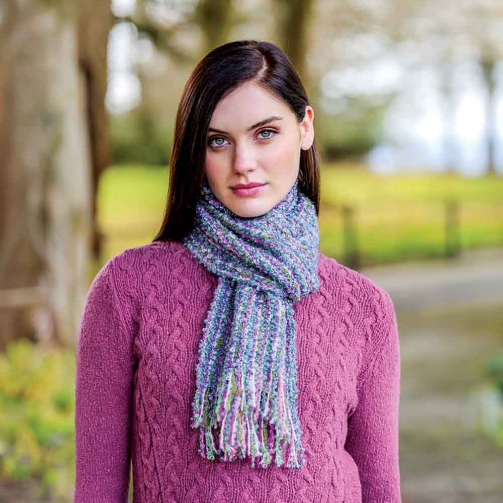 Mucros Weavers Mohair Viscose Scarf- Pink Stripe