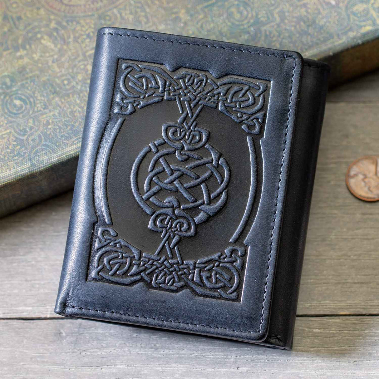 Tri Fold Wallet- Black - Creative Irish Gifts