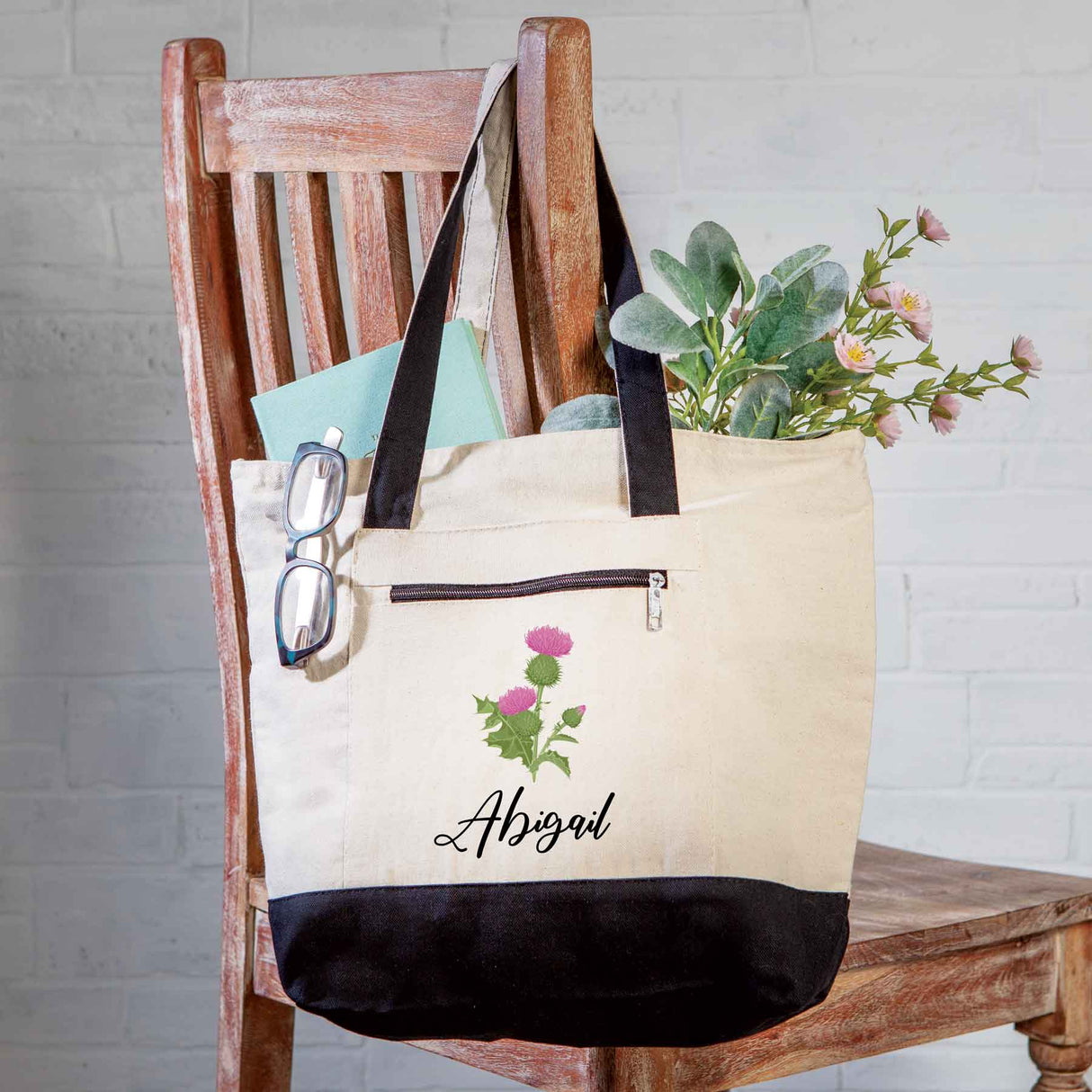 Personalized Scottish Thistle Tote Bag