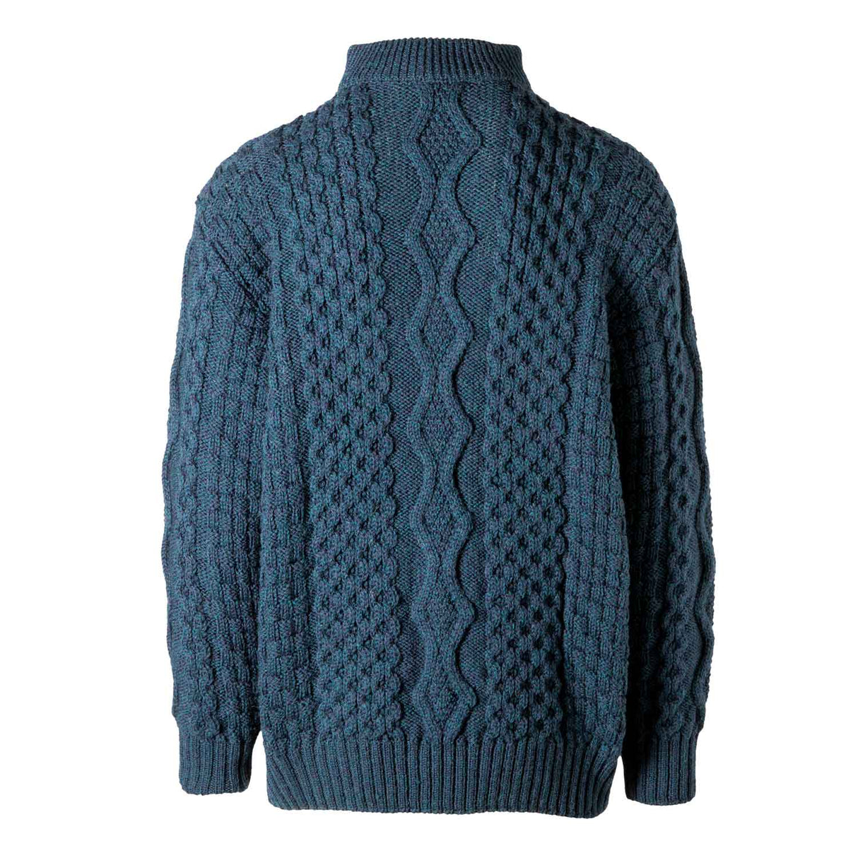 Men's Shawl Collar Fisherman Sweater, Ocean Blue