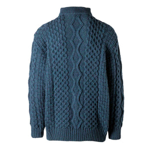 Men's Shawl Collar Fisherman Sweater, Ocean Blue