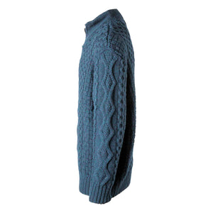 Men's Shawl Collar Fisherman Sweater, Ocean Blue