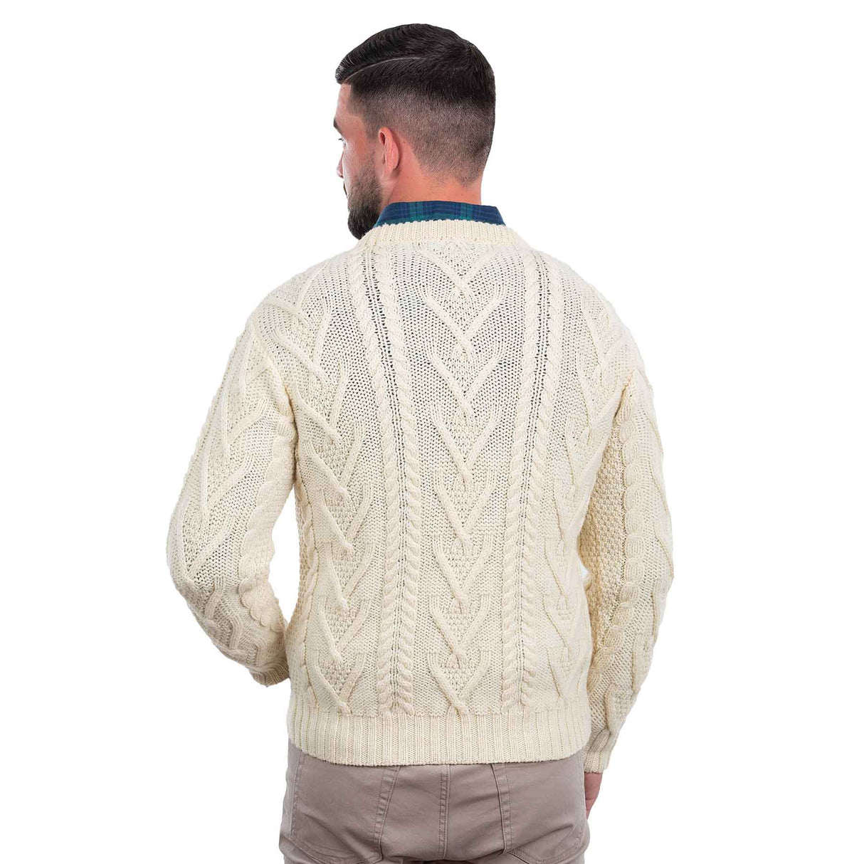 Men's Merino Aran Sweater, Natural