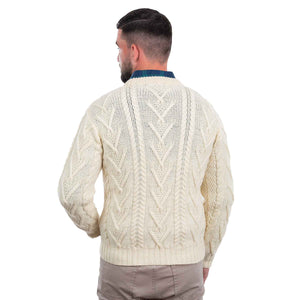 Men's Merino Aran Sweater, Natural