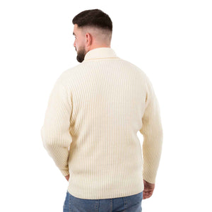 Men's Shawl Collar Fisherman Sweater, Natural