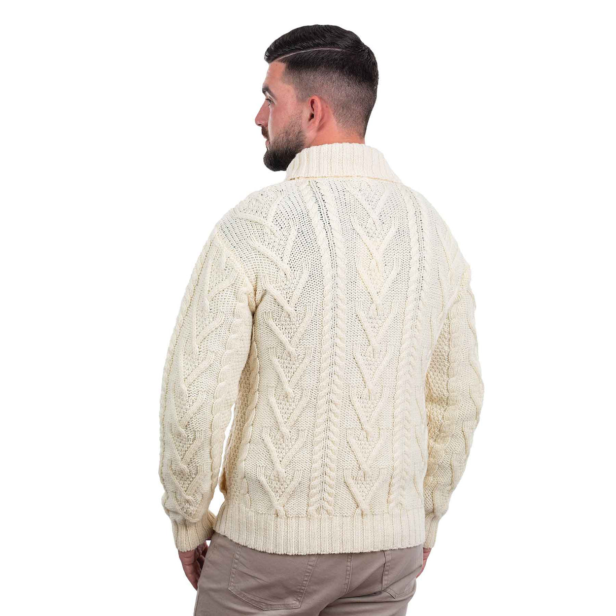 Men's Shawl Collar Single Button Sweater, Natural