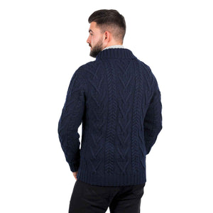 Men's Shawl Collar Single Button Sweater, Navy