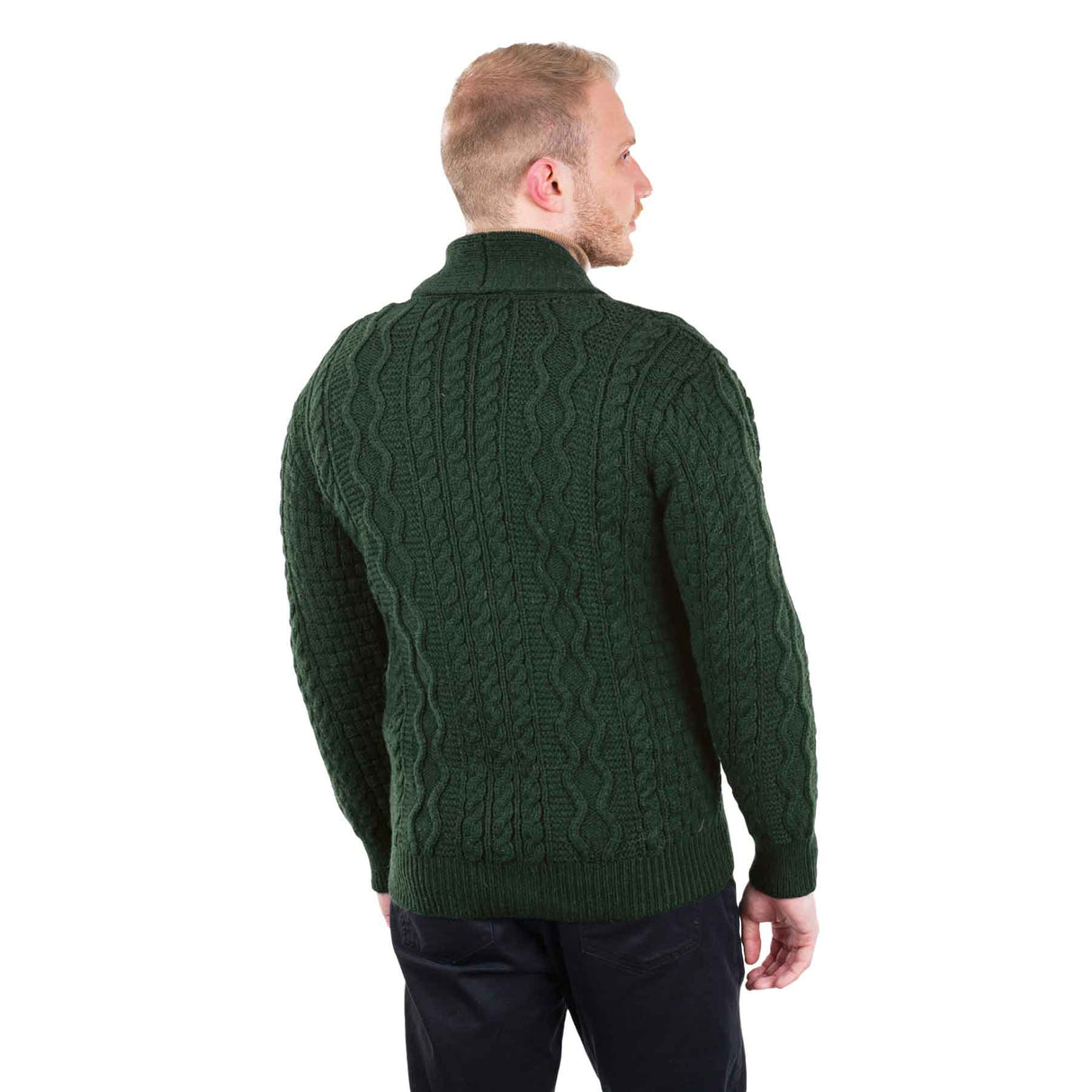 Men's Shawl Neck Zipper Knit Cardigan, Army Green