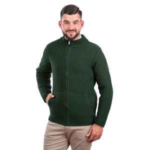 Men's Full Zip Cable Knit Cardigan, Army Green