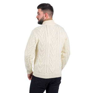 Men's Zipper Knit Cardigan, Natural