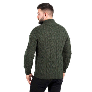 Men's Zipper Knit Cardigan, Army Green