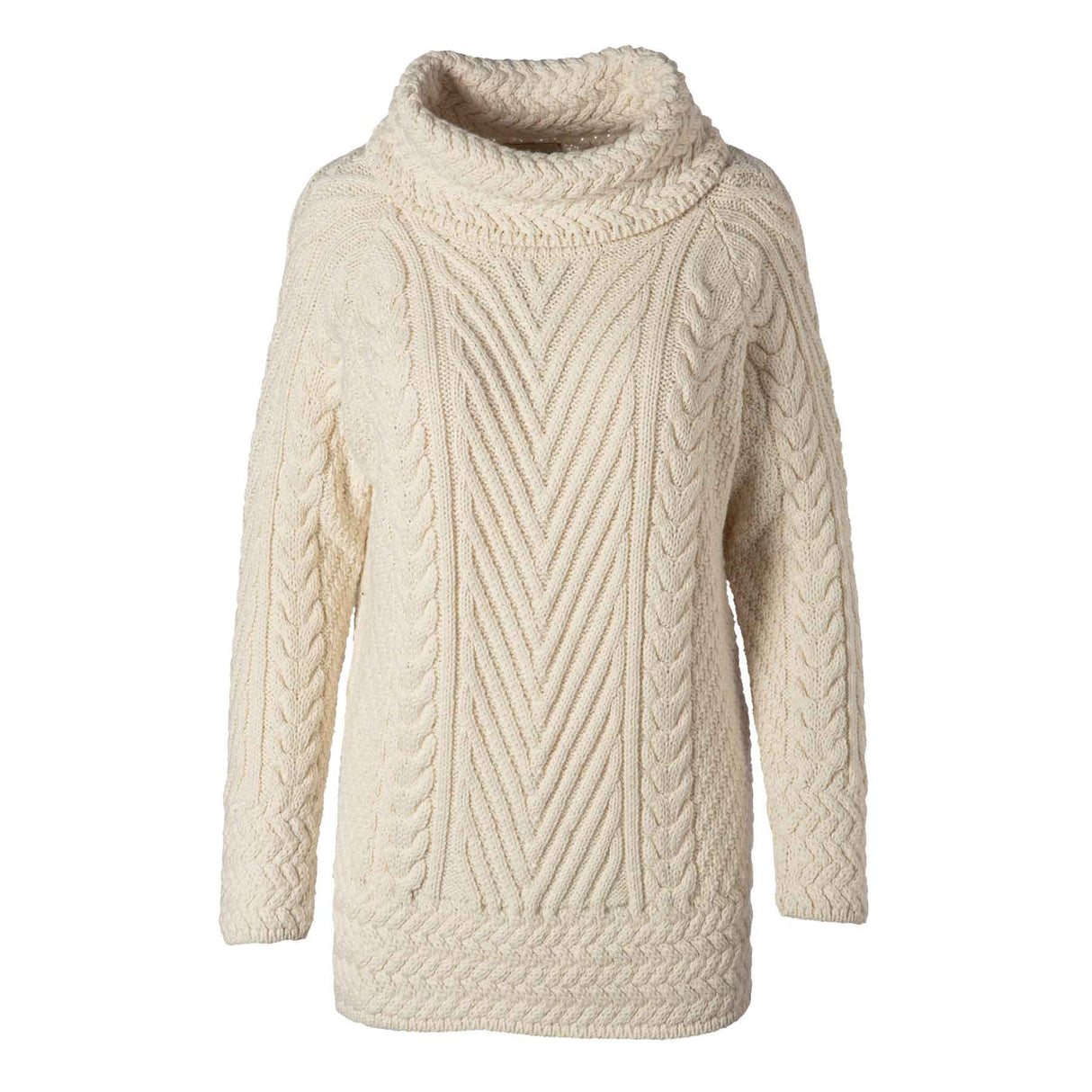 Women's Cowl Neck Sweater, Natural