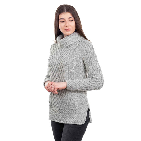 Women's Cowl Neck Sweater, Grey