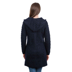 Women's Celtic Aran Knit Jacket, Navy