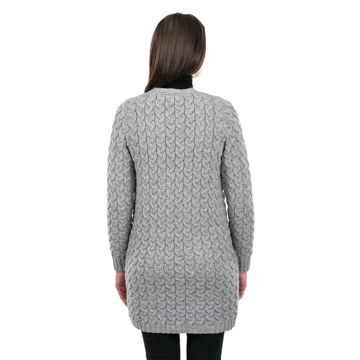 Women's Aran Knit Icon Cardigan Coat, Grey