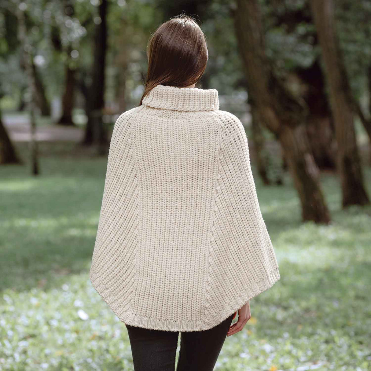 Women's Cable Knit Poncho, Parsnip