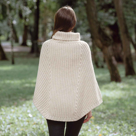 Women's Cable Knit Poncho, Parsnip