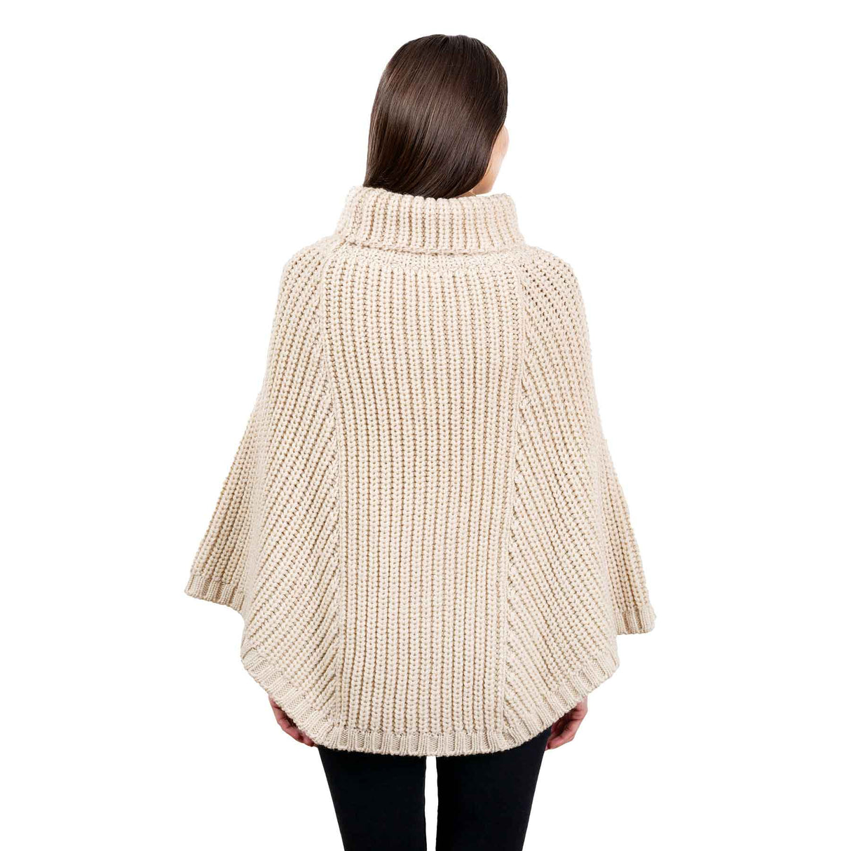 Women's Cable Knit Poncho, Parsnip