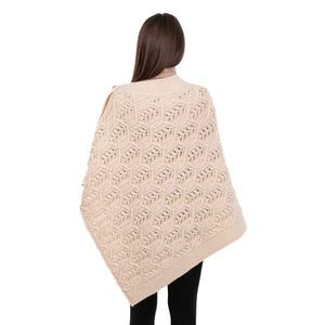 Women's Poncho with Buttons, Parsnip