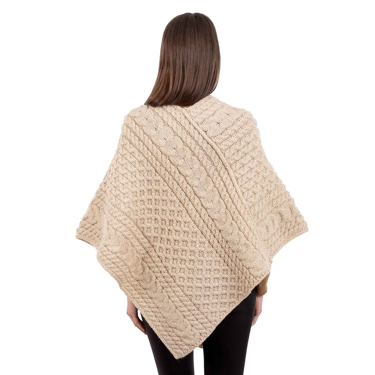 Women's Cable Knit Poncho, Parsnip