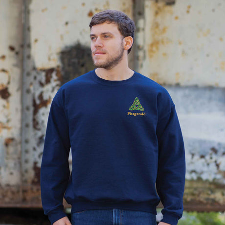 Celtic Triangle Knot Embroidered Personalized Sweatshirt- Navy