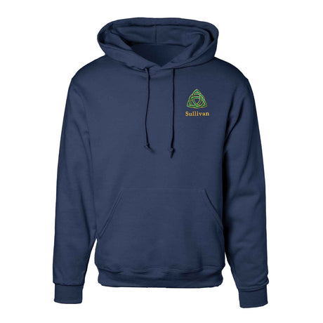 Celtic Trinity Knot Embroidered Personalized Hoodie- Navy