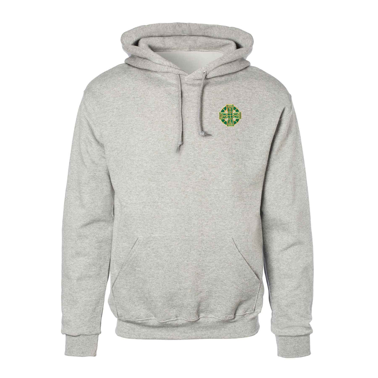 Celtic Cross Embroidered Personalized Hoodie- Gray