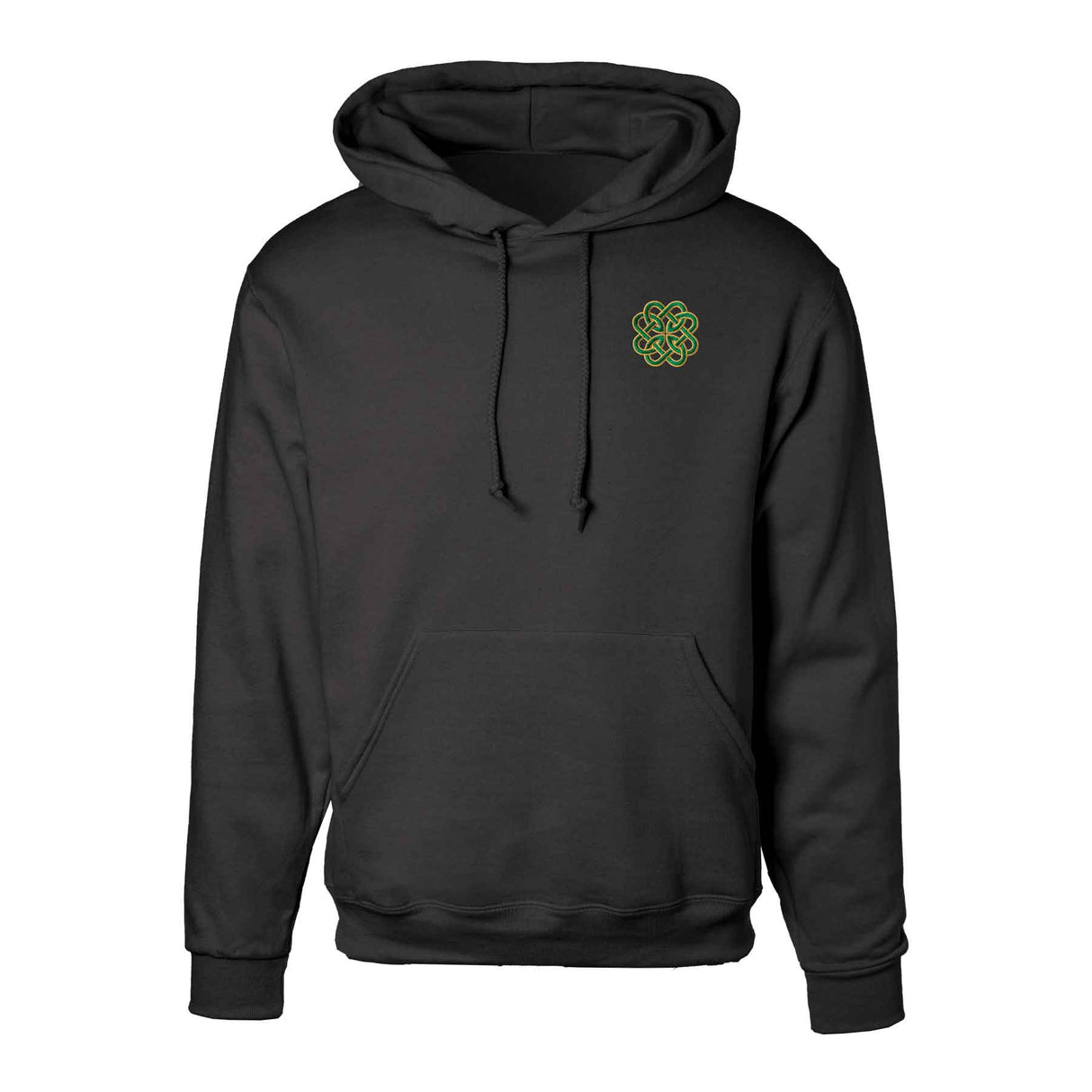 Celtic Clover Knot Embroidered Personalized Hoodie- Black