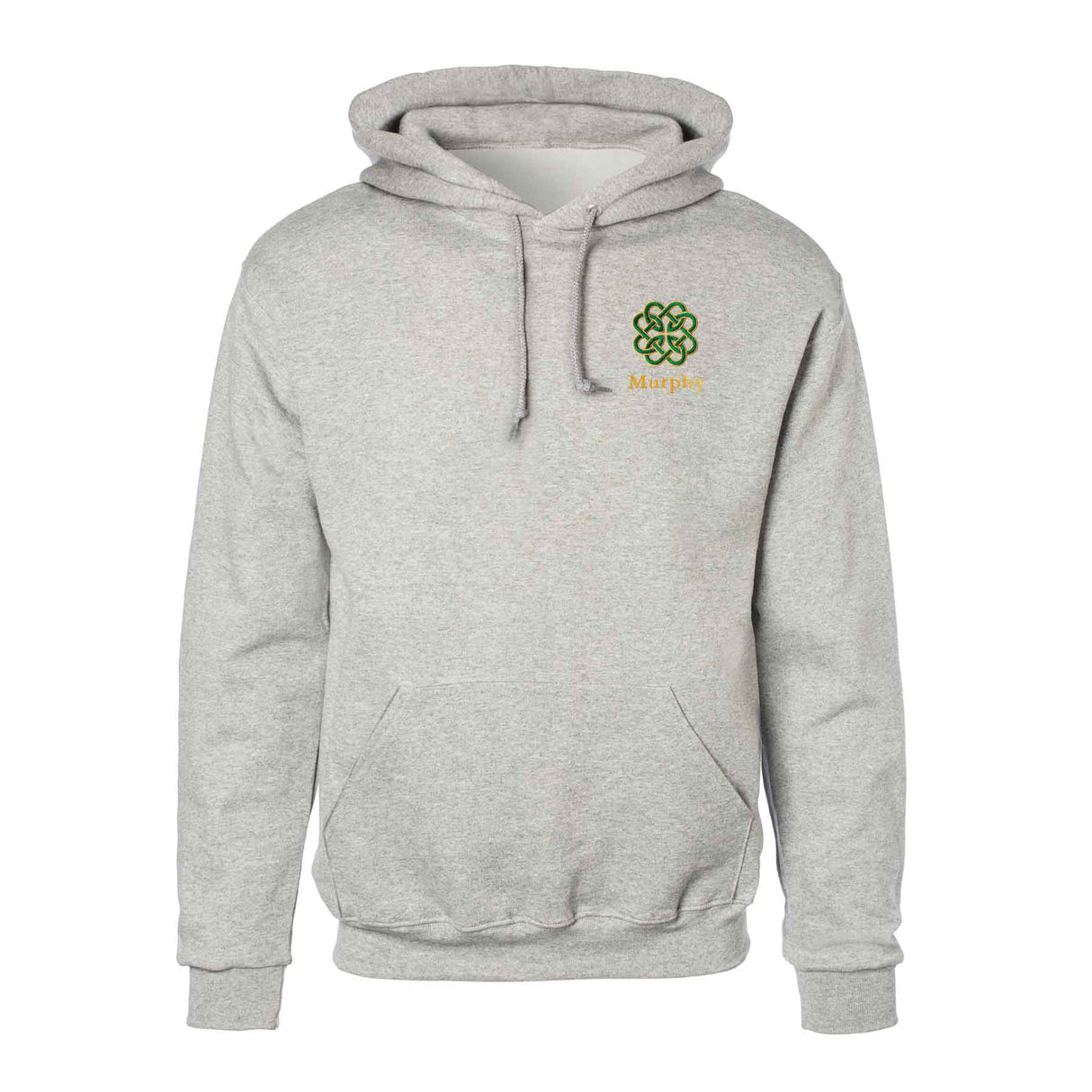 Celtic Clover Knot Embroidered Personalized Hoodie- Gray