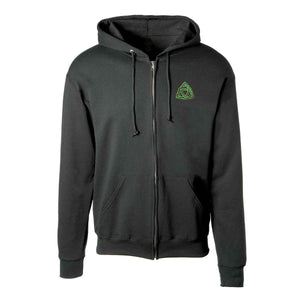 Celtic Trinity Knot Embroidered Personalized Full Zip Hoodie- Black