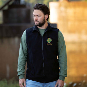 Celtic Cross Embroidered Personalized Fleece Vest- Black