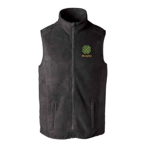 Celtic Clover Knot Embroidered Personalized Fleece Vest- Black