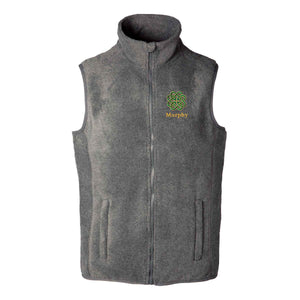 Celtic Clover Knot Embroidered Personalized Fleece Vest- Charcoal