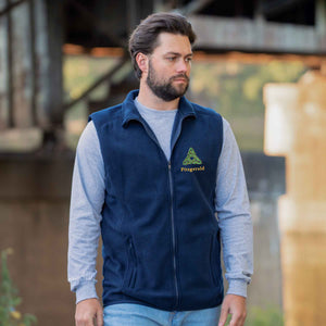 Celtic Triangle Knot Embroidered Personalized Fleece Vest- Navy