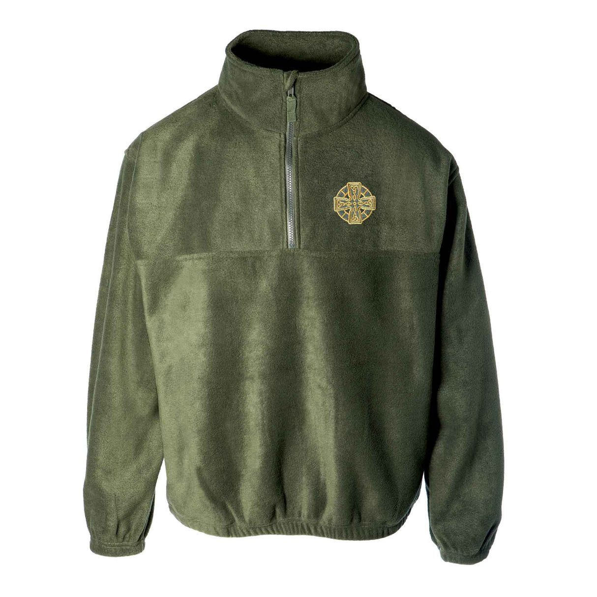 Celtic Cross Embroidered Personalized Fleece 1/4 Zip- Green