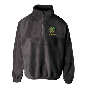 Celtic Clover Knot Embroidered Personalized Fleece 1/4 Zip- Black