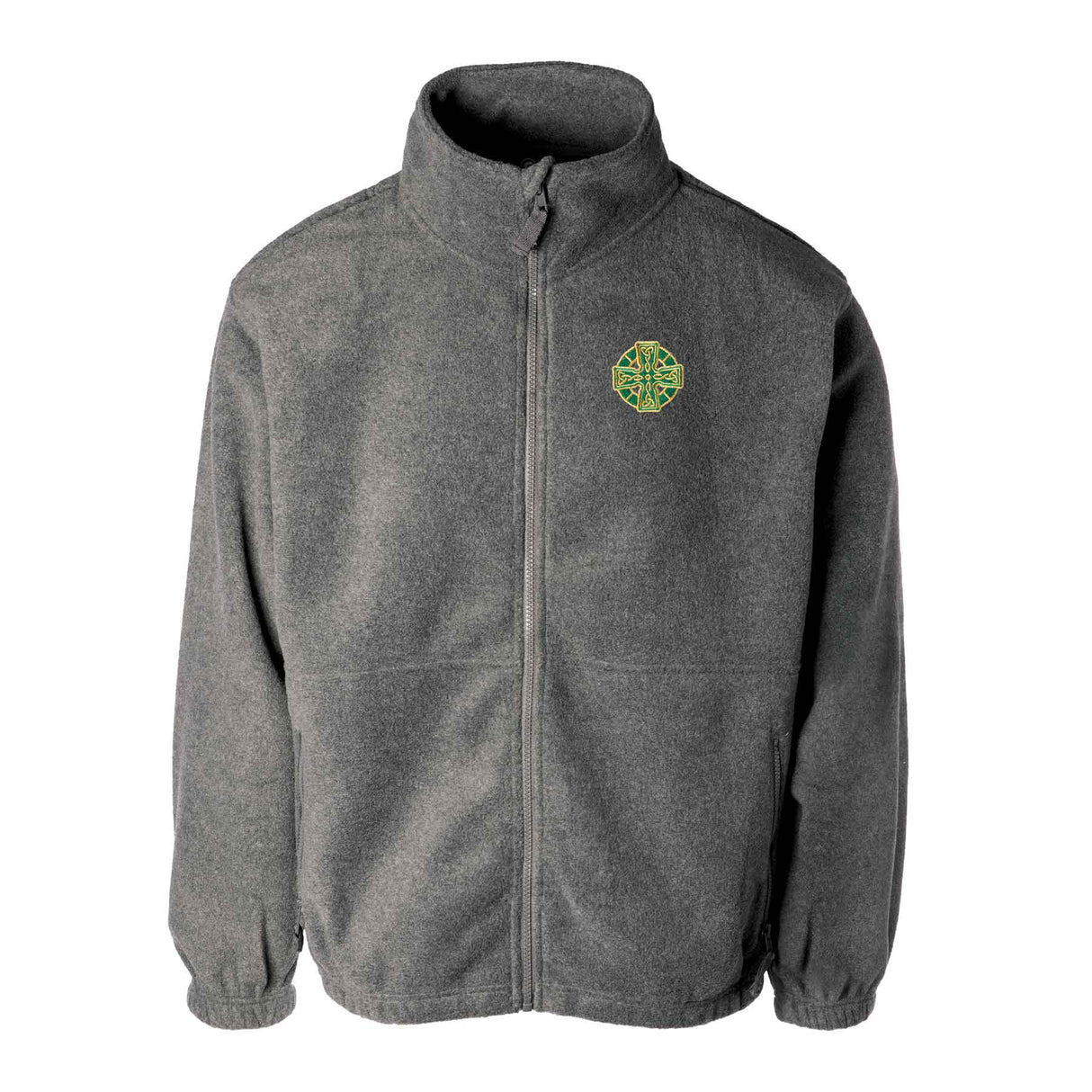 Celtic Cross Embroidered Personalized Fleece Full Zip- Charcoal