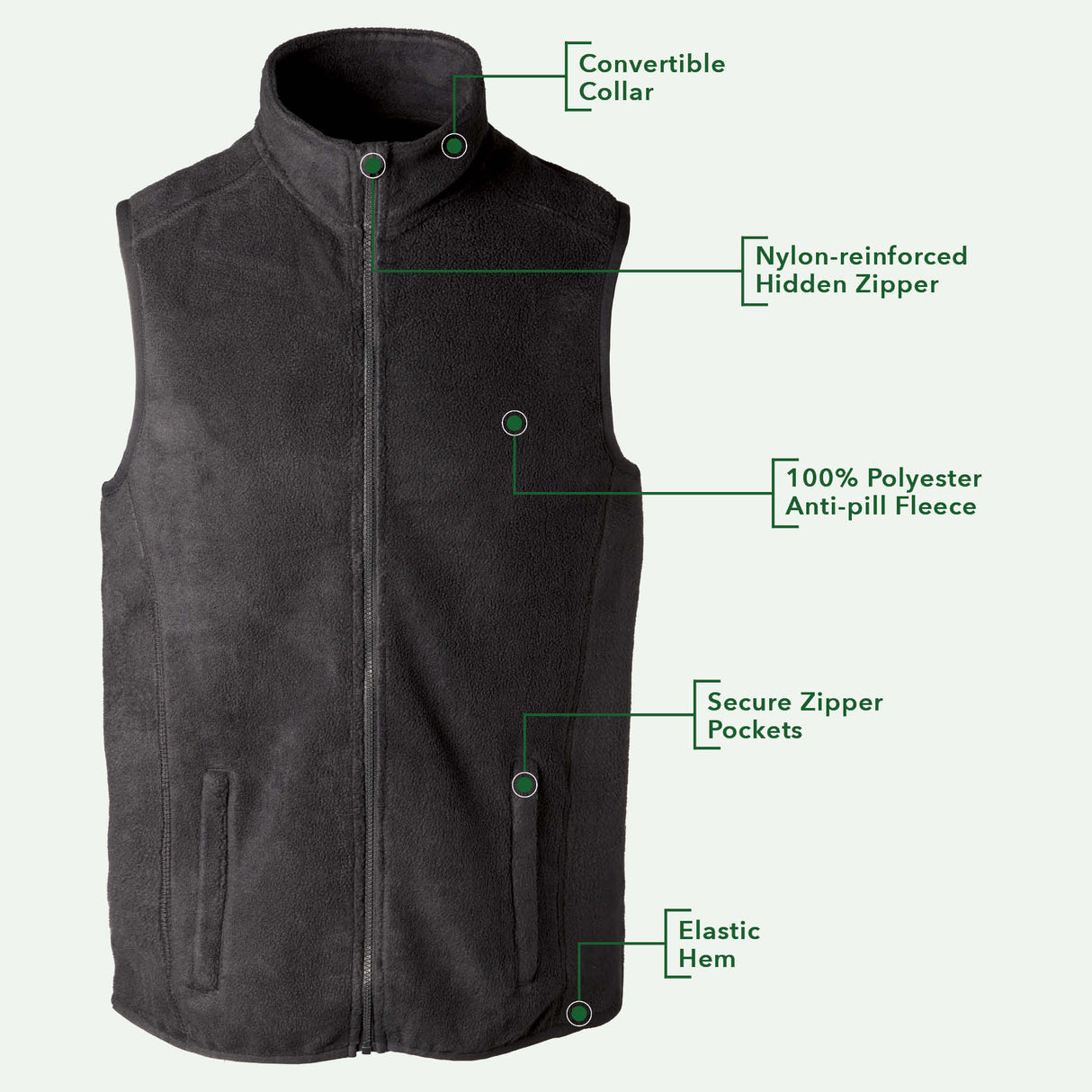 Celtic Trinity Knot Embroidered Personalized Fleece Vest- Black