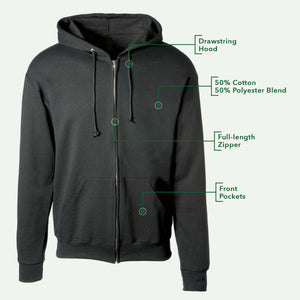 Celtic Triangle Knot Embroidered Personalized Full Zip Hoodie- Black