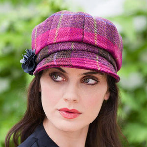 Women's Pink Plaid Newsboy Cap