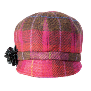 Women's Pink Plaid Newsboy Cap