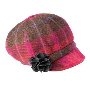 Women's Pink Plaid Newsboy Cap