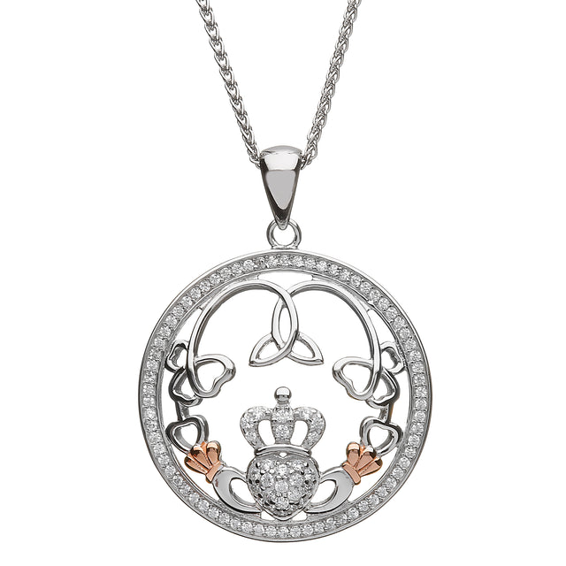 Claddagh and Trinity CZ Necklace - Creative Irish Gifts