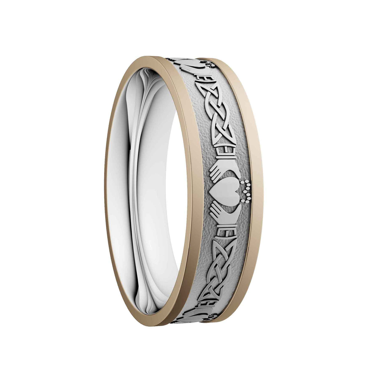 Men's Silver and 10K Claddagh Wedding Band - Creative Irish Gifts