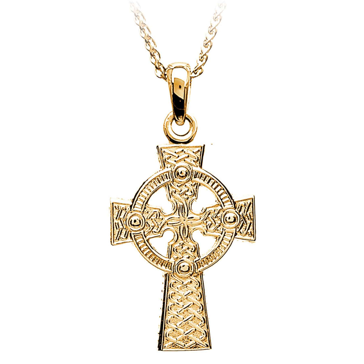 Large 2 Sided Cross Necklace 10K Yellow Gold - Creative Irish Gifts