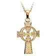 Large 2 Sided Cross Necklace 14K Yellow Gold - Creative Irish Gifts