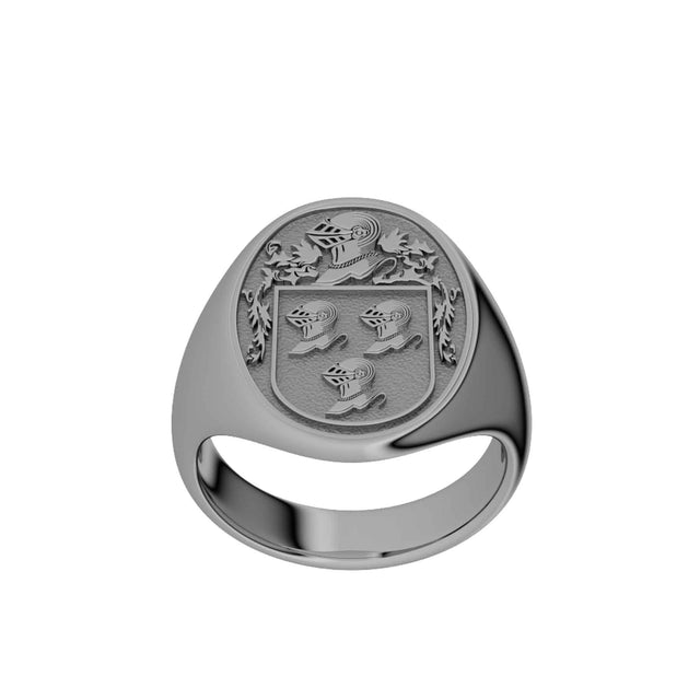 Silver Florentine Finish Men's Oval Coat Of Arms Ring - Creative Irish Gifts